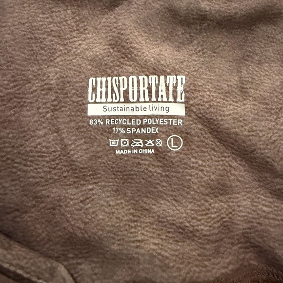 CHISPORTATE Rustic Moto Brown Leggings with Unique Gothic Print - Picture 3 of 4